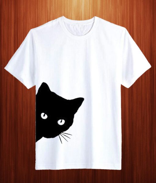 Cat Looking Out Side Print T Shirt