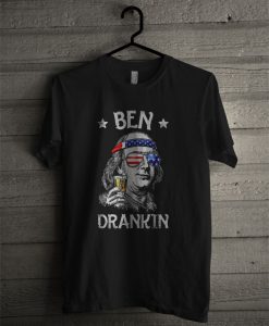 Ben Drankin Benjamin Franklin America Flag T Shirt