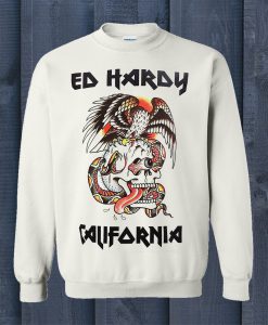 Ed Hardy White Skull And Eagle California Sweatshirt