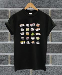 Happy Kawaii Sushi Pattern T Shirt