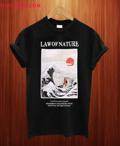 Japan Cat 'Law Of Nature' Embroidery T Shirt