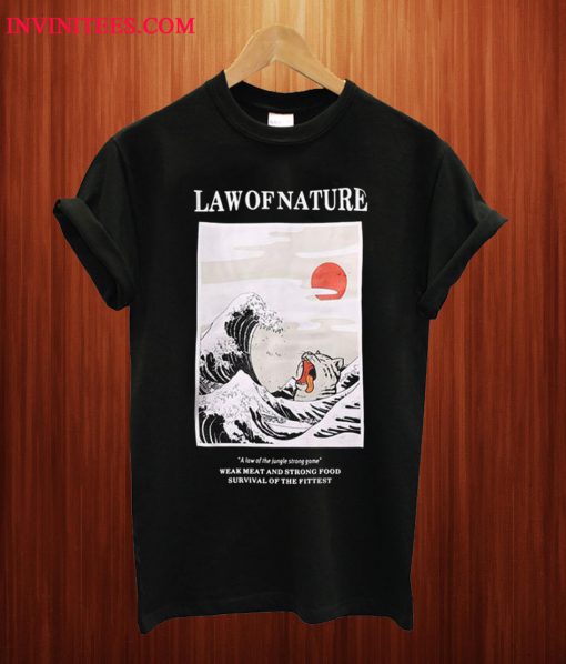 Japan Cat 'Law Of Nature' Embroidery T Shirt