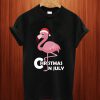 Flamingo Christmas In July Funny Party X-mas T Shirt