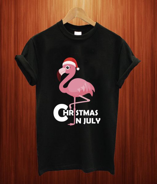 Flamingo Christmas In July Funny Party X-mas T Shirt