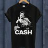 Johnny Cash Flipping the Bird Finger Black Adult T Shirt