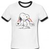 Snoopy Cropped Rainbow White Ringer T Shirt