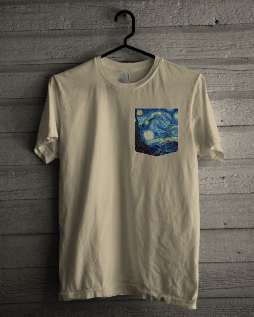 Vincent Van Gogh Starry Night Pocket T Shirt