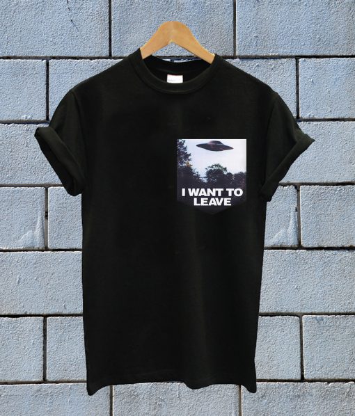 I Want To Leave Print Pocket T Shirt