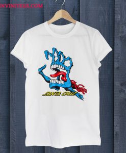 Santa Cruz Screaming Hand Funny White T Shirt