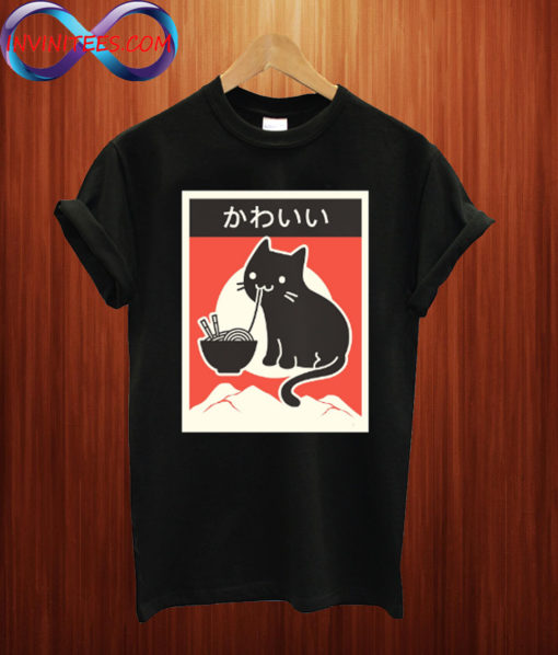"Kawaii" Vintage Style Japenese Ramen Cat T Shirt