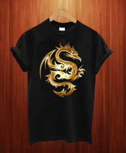 Metallic Gold Dragon man T Shirt