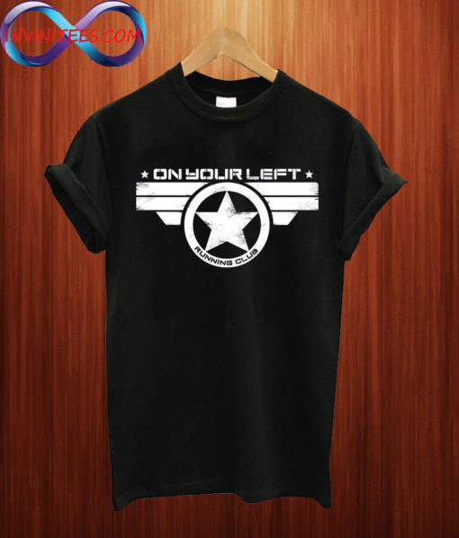 On Your Left Running Club captain america T shirt