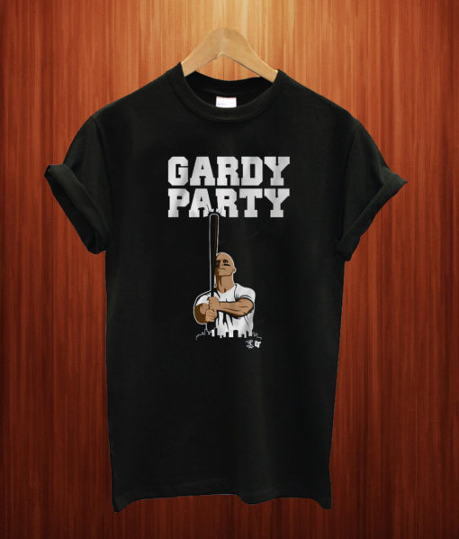 Stand by Brett Gardner with a Gardy Party T shirt