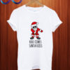 Here comes santa floss funny christmas T shirt