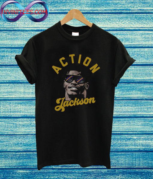 Lamar Jackson Action Jackson Baltimore Ravens T Shirt