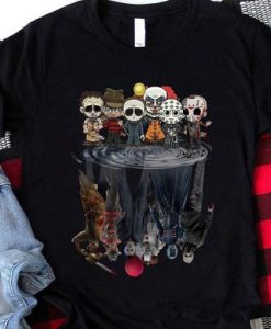 Halloween Chibi Horror Friends Michael Myers, Jason Voorhees, Freddy Krueger, Stephen King’s IT, Leatherface , Pinhead t shirt qn