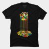 Rainbow Abstraction melted rubix cube t shirt qn