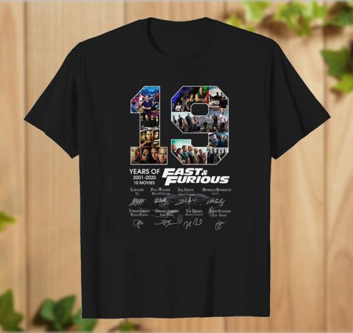 9-Years-of-Fast-and-Furious-2001-2020-10-Movies-Signature-T-Shirt TPKJ2