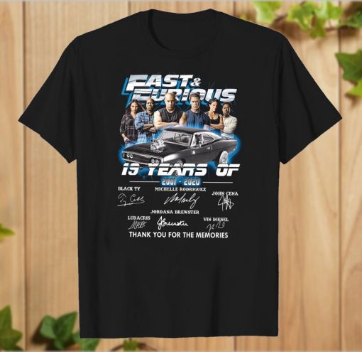 19-Years-of-Fast-and-Furious-2001-2020-10-Movies-Signature-Thank-You-For-The-Memories-T-Shirt