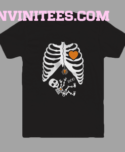 Pregnant skeleton halloween TSHIRT