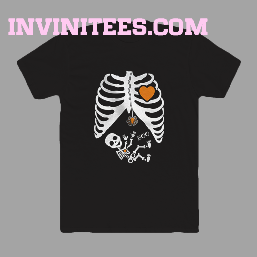 Pregnant skeleton halloween TSHIRT