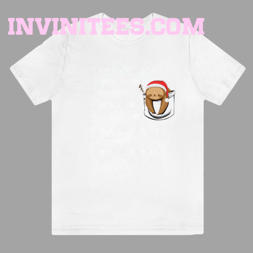 Sloth in pocket christmas t shirt