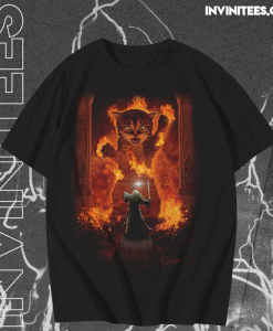 The Mountain Cat Gandalf You Shall Not Pass Fire Kitten Wizard Kitty t-shirt TPKJ1