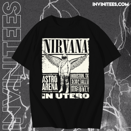 Nirvana In Utero Tour Astro Arena Houston Texas T-shirt Black TPKJ1