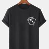 Mens Poker Chest Print 100% Cotton Casual Short Sleeve T-Shirt - Black _ L