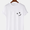 T-shirt à manches courtes décontracté à col rond pour homme Smile Chest Print - Gris _ M
