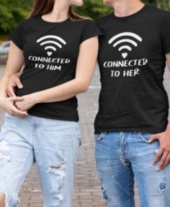 CONNECTED HIM HER COUPLE T-SHIRT thd