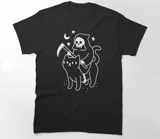 Death Rides A Black Cat Classic T-Shirt thd