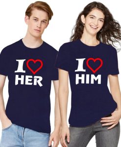i love her i love him T-Shirt Couple thd